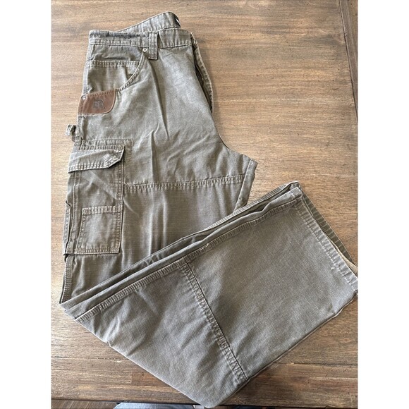 Wrangler Riggs Mens Size 38x32 Workwear Ripstop Green Relaxed Fit Pant 2xknee - Picture 1 of 12